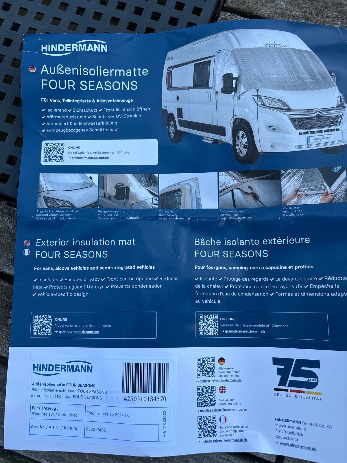HINDERMANN Buitenisolatiemat FOUR SEASONS Ford Transit, Ophalen, Nieuw