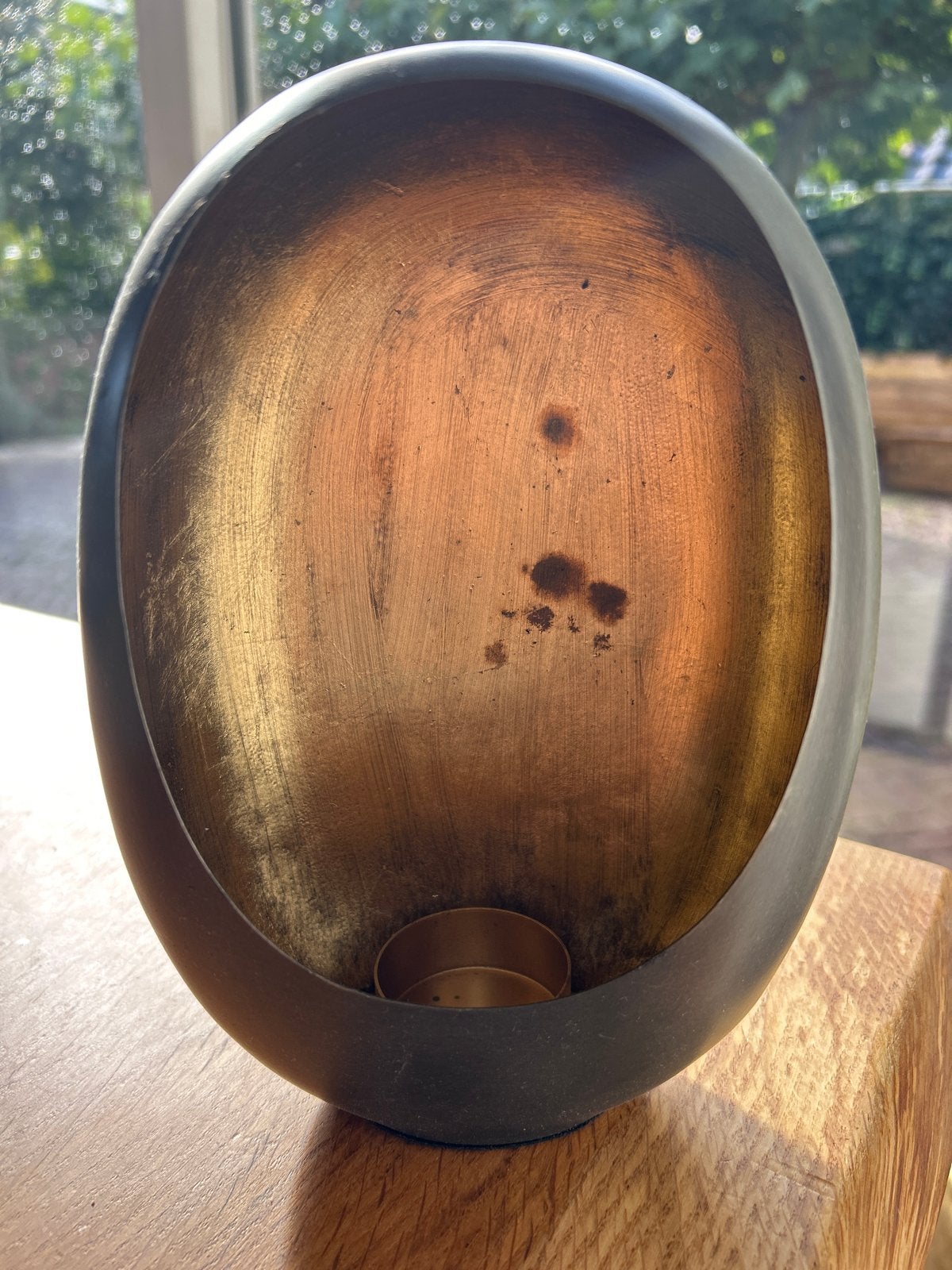 Standing egg windlicht Zwart/Goud modern Design, Zwart, Ophalen of Verzenden, Zo goed als nieuw, Metaal