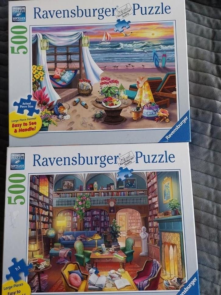 Diverse legpuzzels: uil, trein, Ravensburger (500 stukjes), Ophalen, 500 t/m 1500 stukjes, Zo goed als nieuw, Legpuzzel
