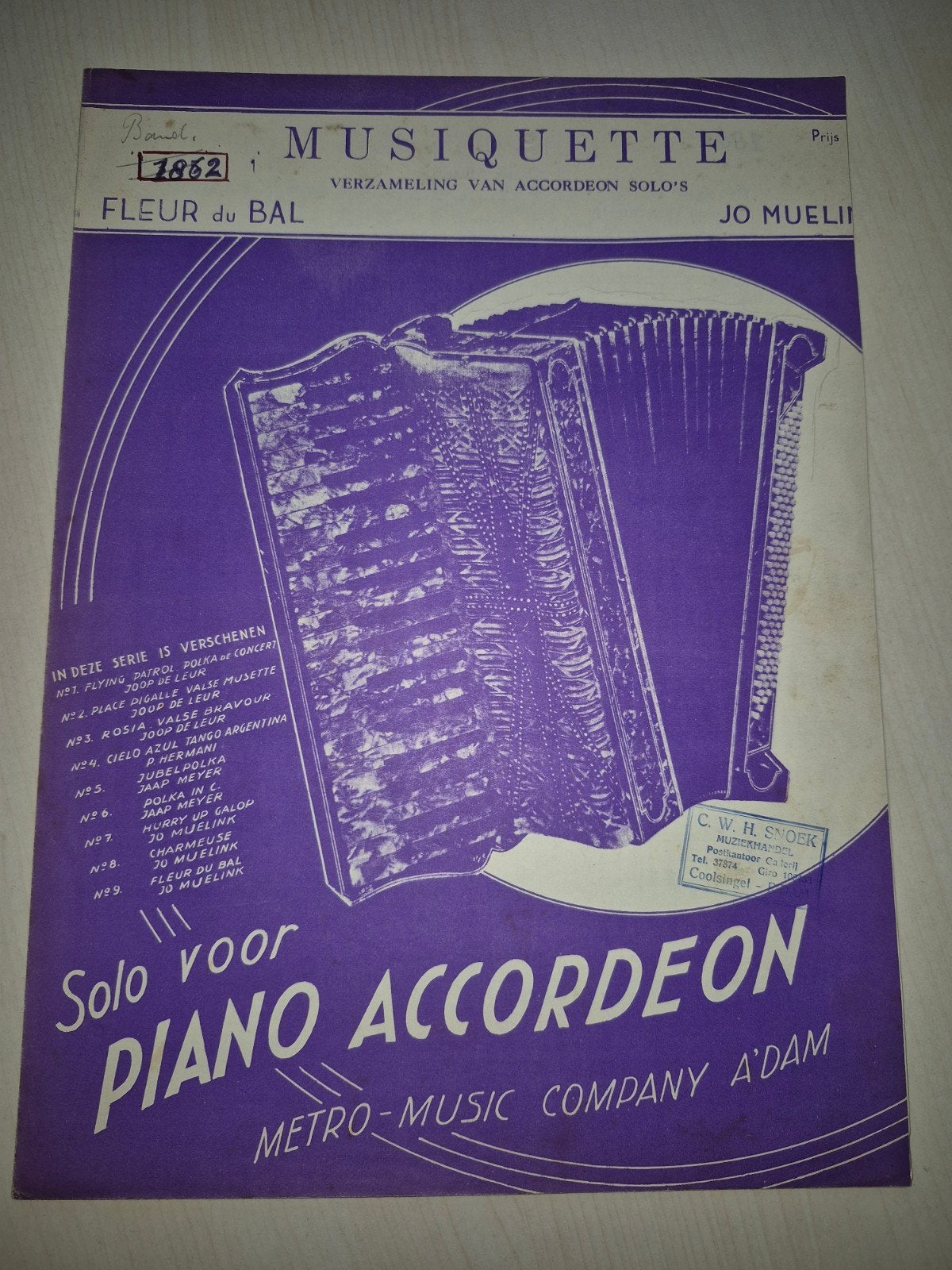 Muziekboek Musiquette Fleur du Bal - Accordeon Solo's, Muziek en Instrumenten, Gebruikt, Klassiek, Piano, Ophalen of Verzenden