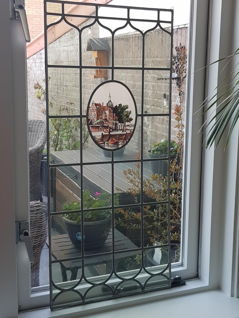 Glas-in-lood, unieke set van 2 grote ramen, Ophalen