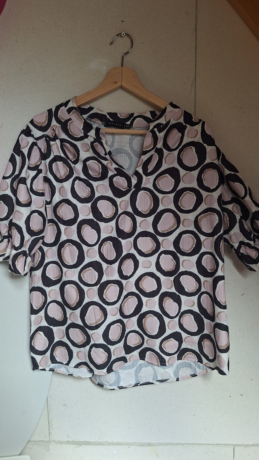 Mooi blousje met pofmouw en vrolijke print - Maat XXL, Meerkleurig, Maat 46/48 (XL) of groter, Ophalen of Verzenden, Zo goed als nieuw