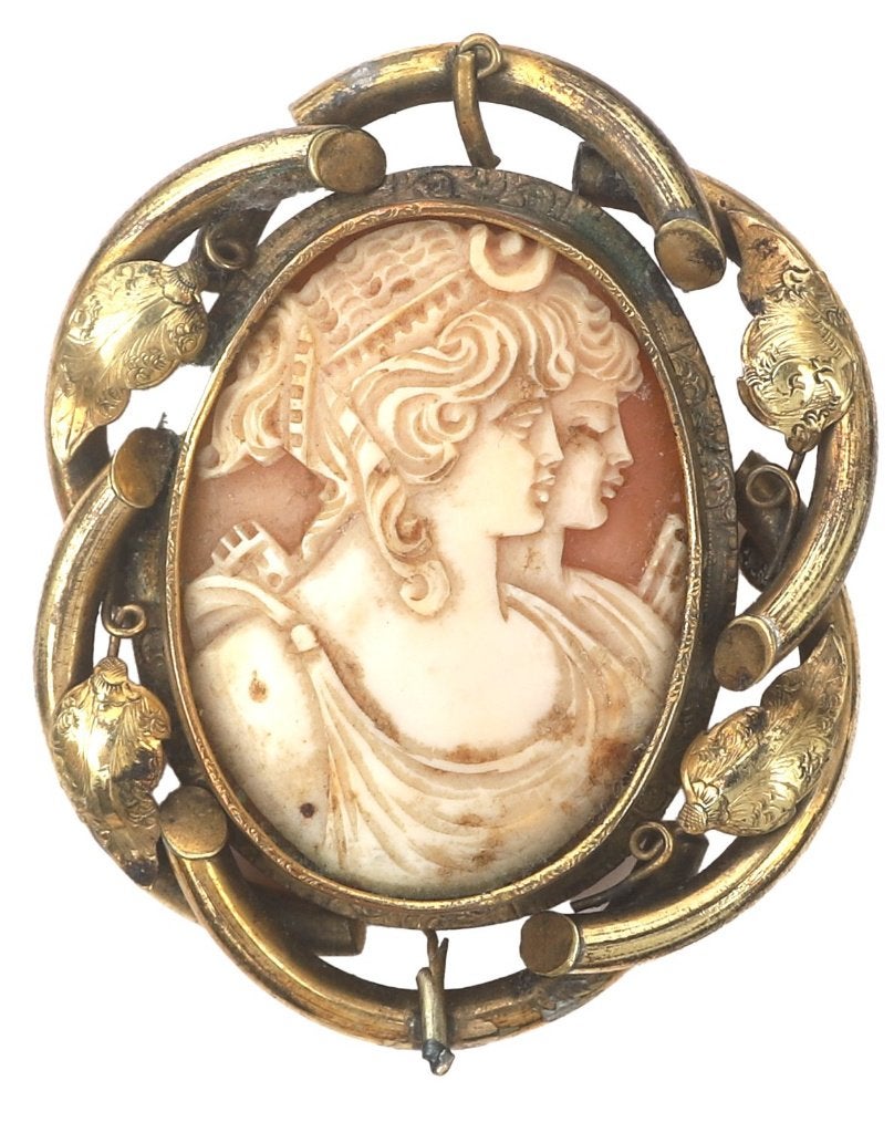 Antiek Hollands schelpcamee broche Zeldzaam, Sieraden, Tassen en Uiterlijk, Antieke sieraden, Ophalen, Overige materialen, Broche