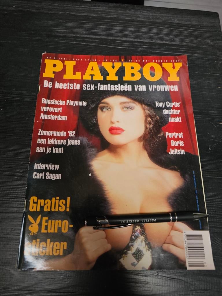Playboy April 1992 - Russische Playmate, Tony Curtis', Ophalen of Verzenden, Gelezen, Overige typen