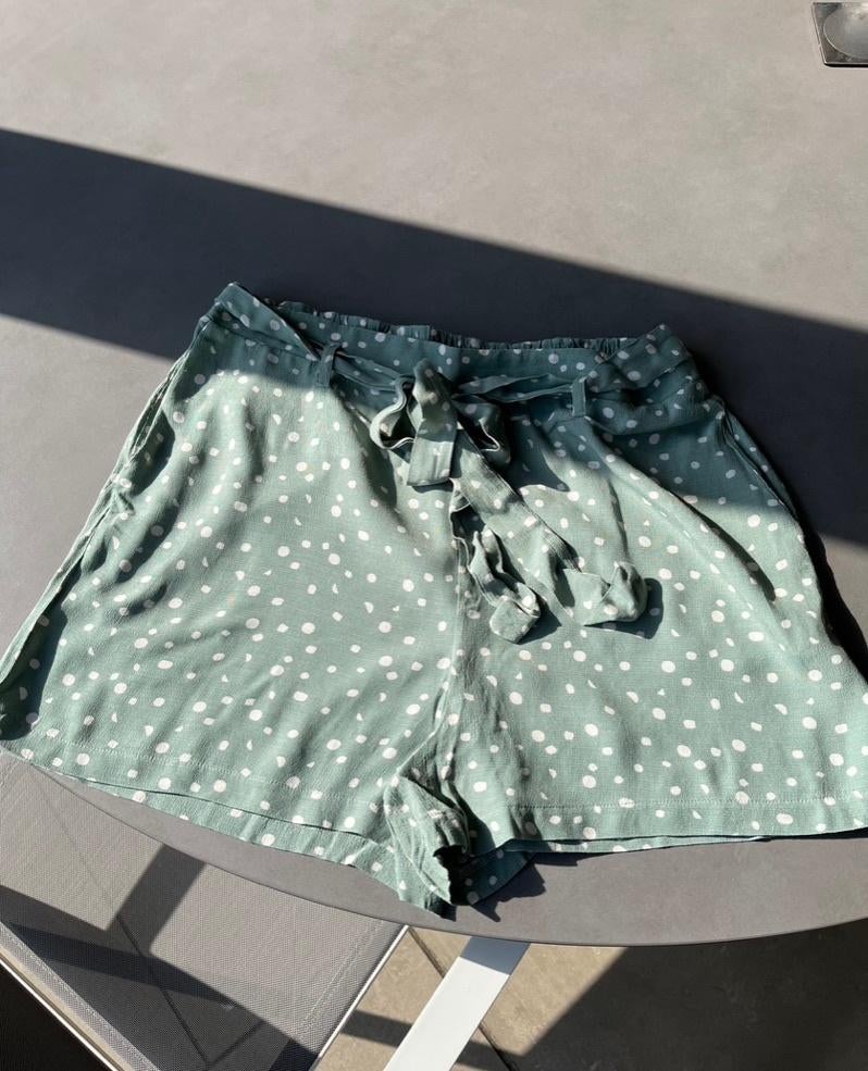 Nieuwe groen/off-white gestipte Bien Bleu short, maat M, Maat 38/40 (M), Kort, Verzenden, Nieuw