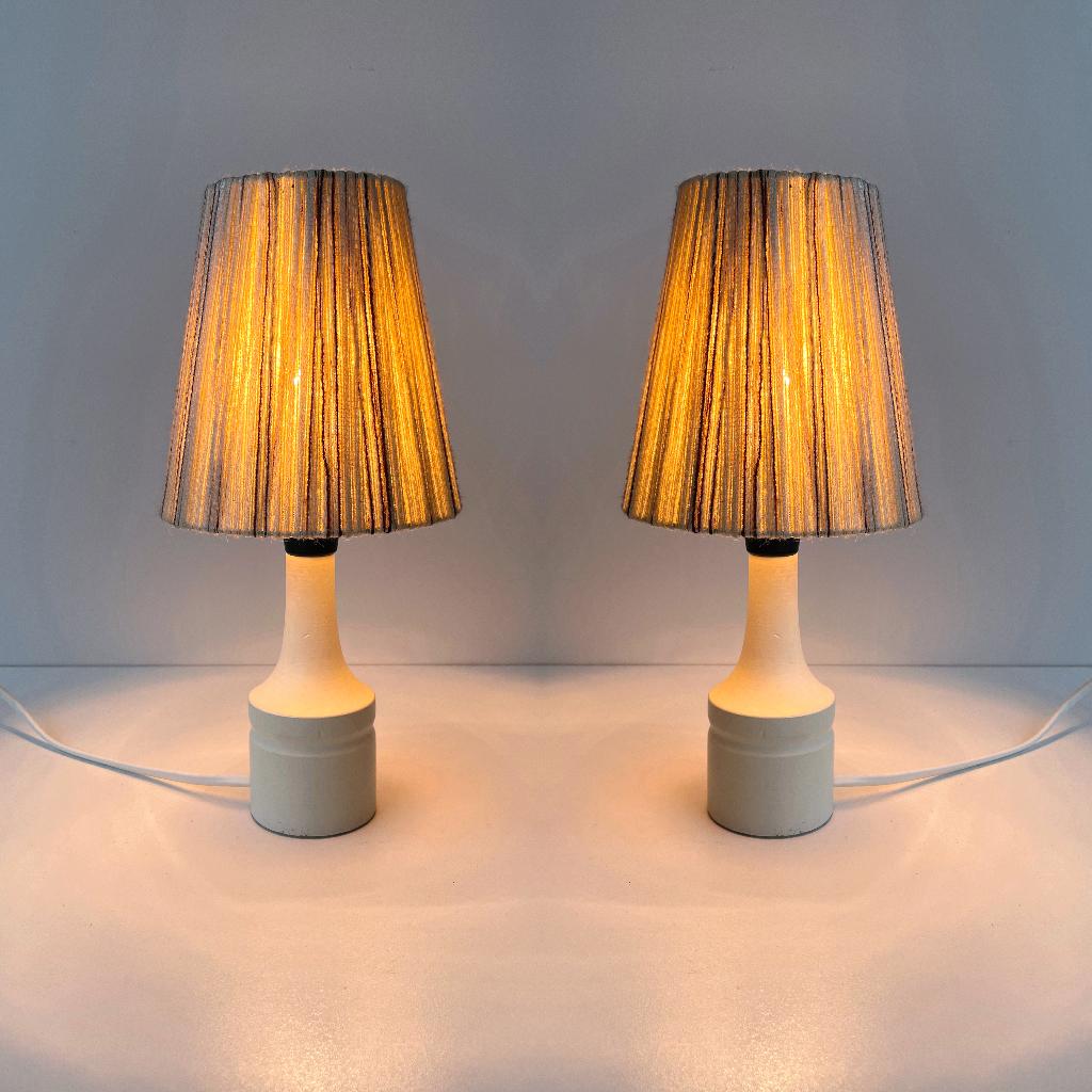set vintage LAMPJES met kapjes bedlamp hout schemerlampjes, Ophalen of Verzenden
