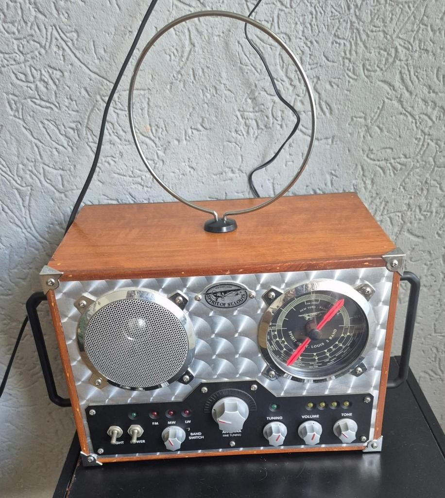 Spirit of St. Louis Radio - Vintage Stijl met Antenne, Audio, Tv en Foto, Radio's, Ophalen of Verzenden, Gebruikt, Radio