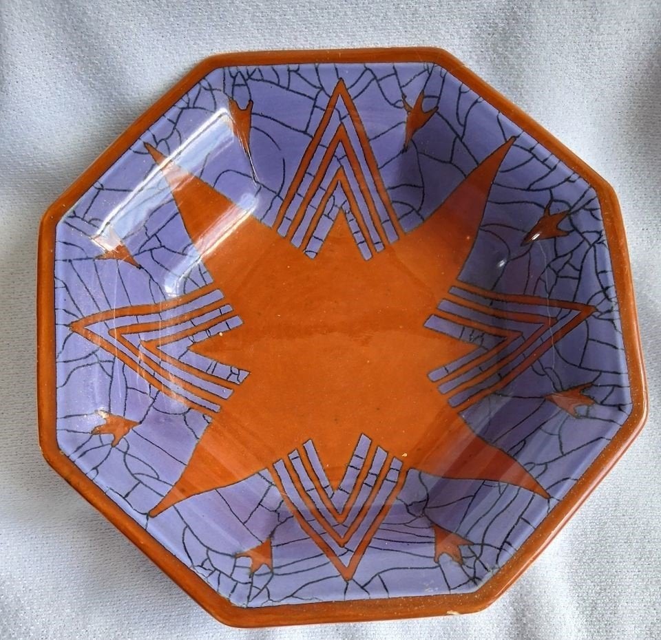 WÄECHTERSBACH Art Deco octagonale Aardewerk kom, Ophalen of Verzenden