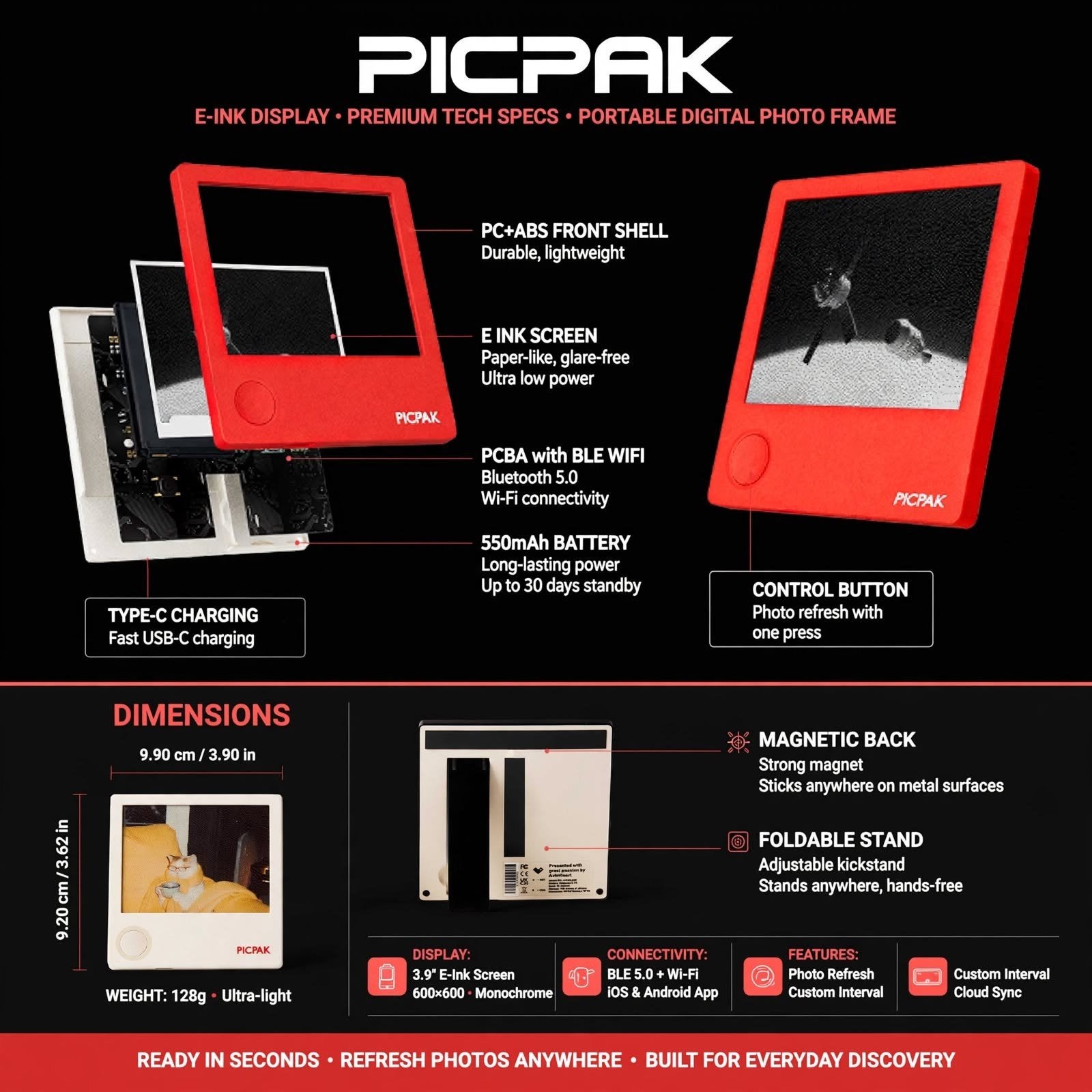 PicPak e-paper photo frame! Nu te koop! div. kleuren
