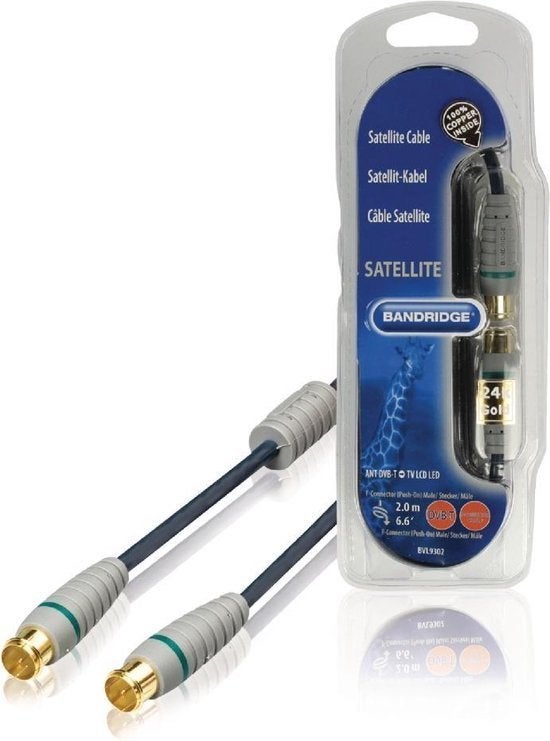 Bandridge BVL9302 antennekabel F-connector – 2 meter, Ophalen of Verzenden, Nieuw, Minder dan 2 meter, Overige kabels