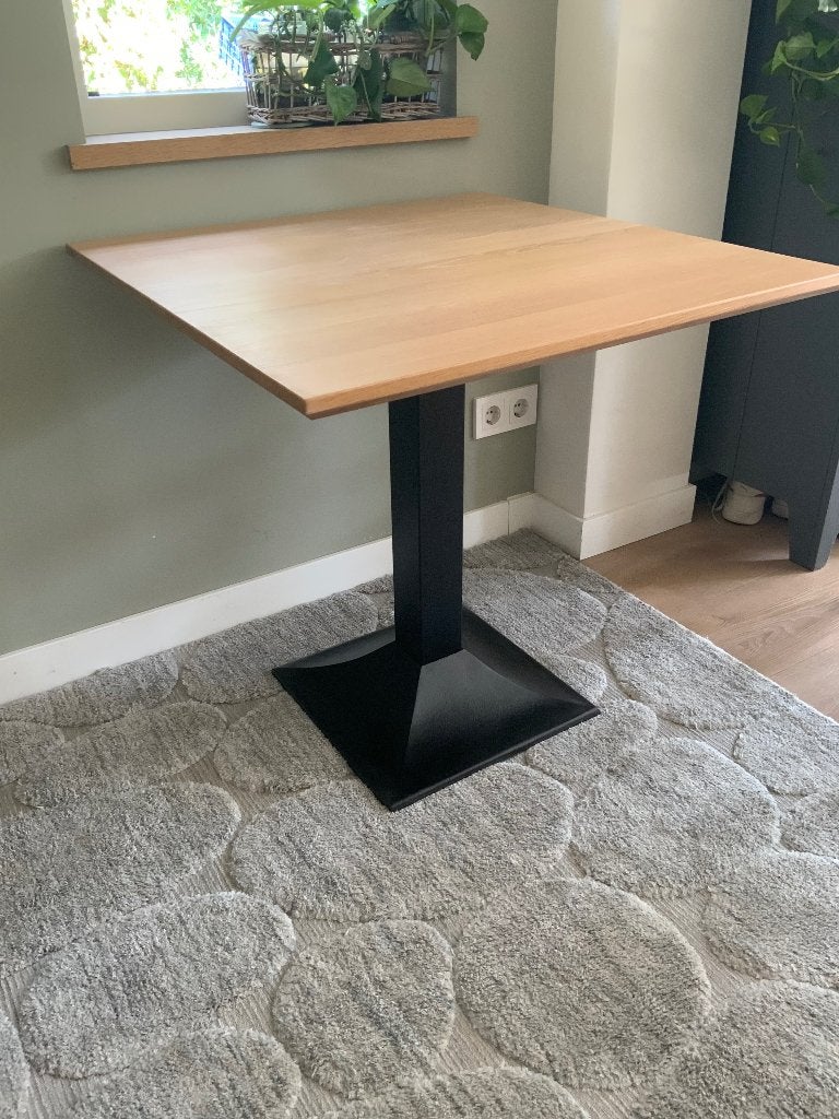 Prachtige kleine eikenhouten cafe tafel (75x75cm), Huis en Inrichting, Ophalen, 50 tot 100 cm, Vierkant, 50 tot 100 cm