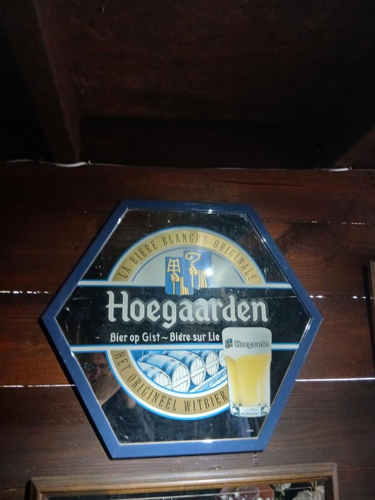 Hoegaarden  bier spiegel, Ophalen, Zo goed als nieuw, Reclamebord, Plaat of Schild, Overige merken