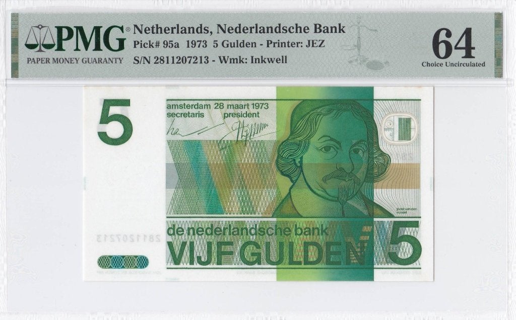 Nederland 5 gulden 1973 Vondel II PMG64 CU, Verzenden, 5 gulden, Los biljet