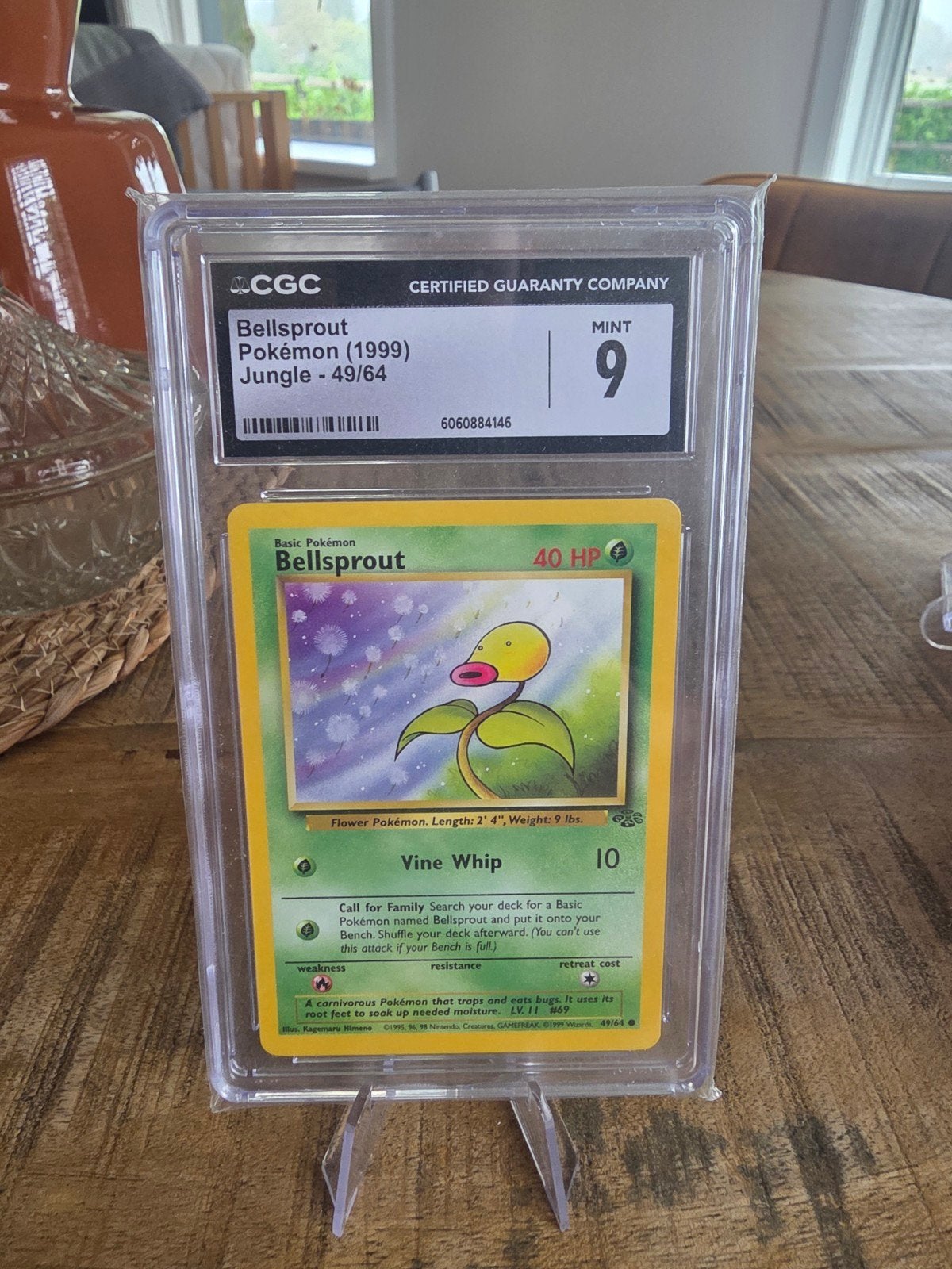 Bellsprout Pokémon Kaart (1999) Jungle - CGC Mint 9, Ophalen of Verzenden, Zo goed als nieuw, Losse kaart