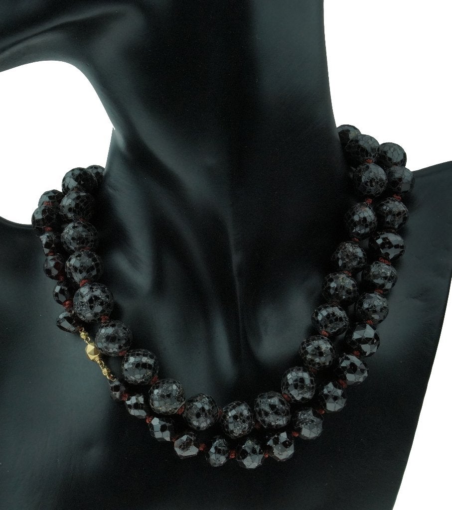 Granaten antieke robuuste ketting 14k slot goud dame vintage, Ophalen of Verzenden, Goud, Ketting, Met edelsteen