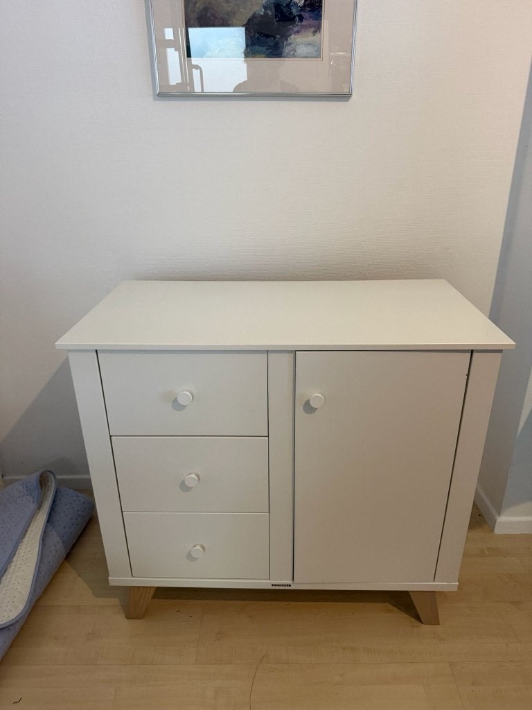 mooie Lars commode / kast wit met blank houten poten., Ophalen, Gebruikt, 50 tot 70 cm, 100 cm of meer