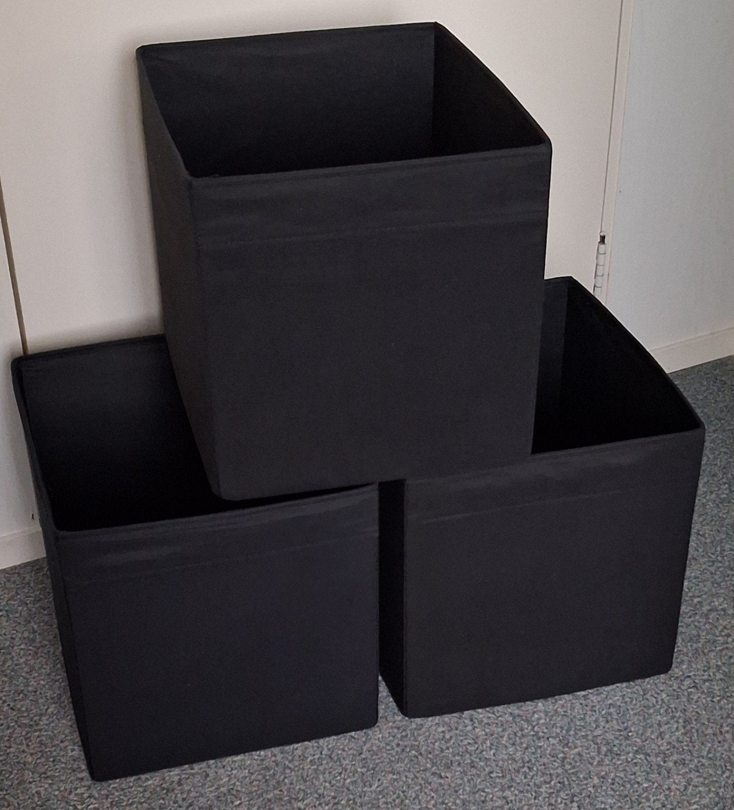 3x Zwarte stoffen opbergmanden., Ophalen