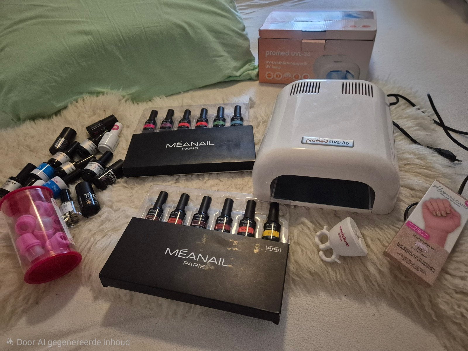 Complete nagelset: UV-lamp, gellak, soak-off clips en meer, Ophalen of Verzenden, Gebruikt, Handen en Nagels, Make-up