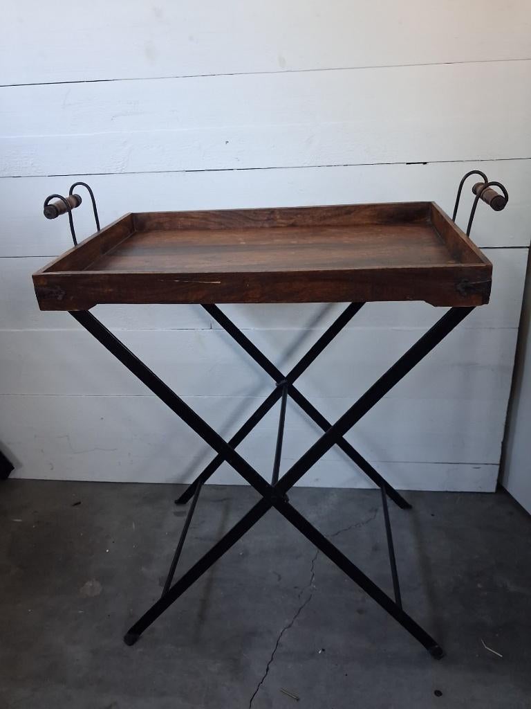 dienblad op standaard, Huis en Inrichting, Woonaccessoires | Dienbladen, Ophalen, Gebruikt, Rechthoekig, Hout