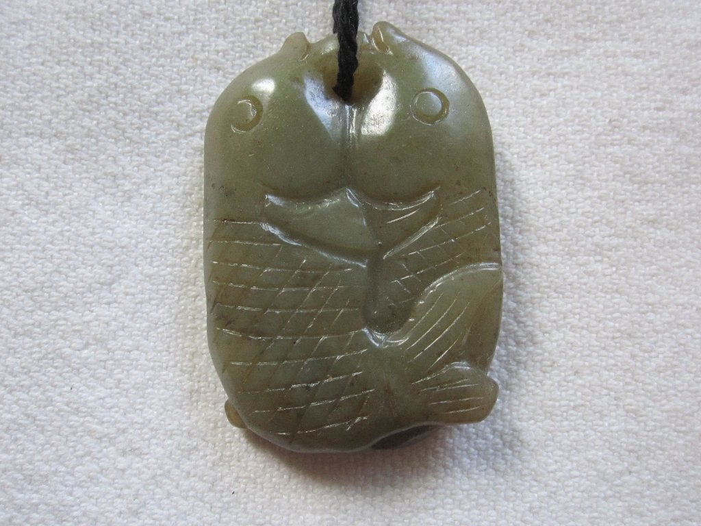 28.Prachtige hanger, China, vissen, jade, Ophalen, Overige materialen, Hanger