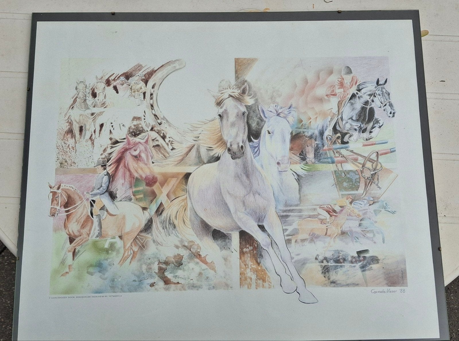 Ingelijste paardenprint van Cornelis Visser '88, Ophalen