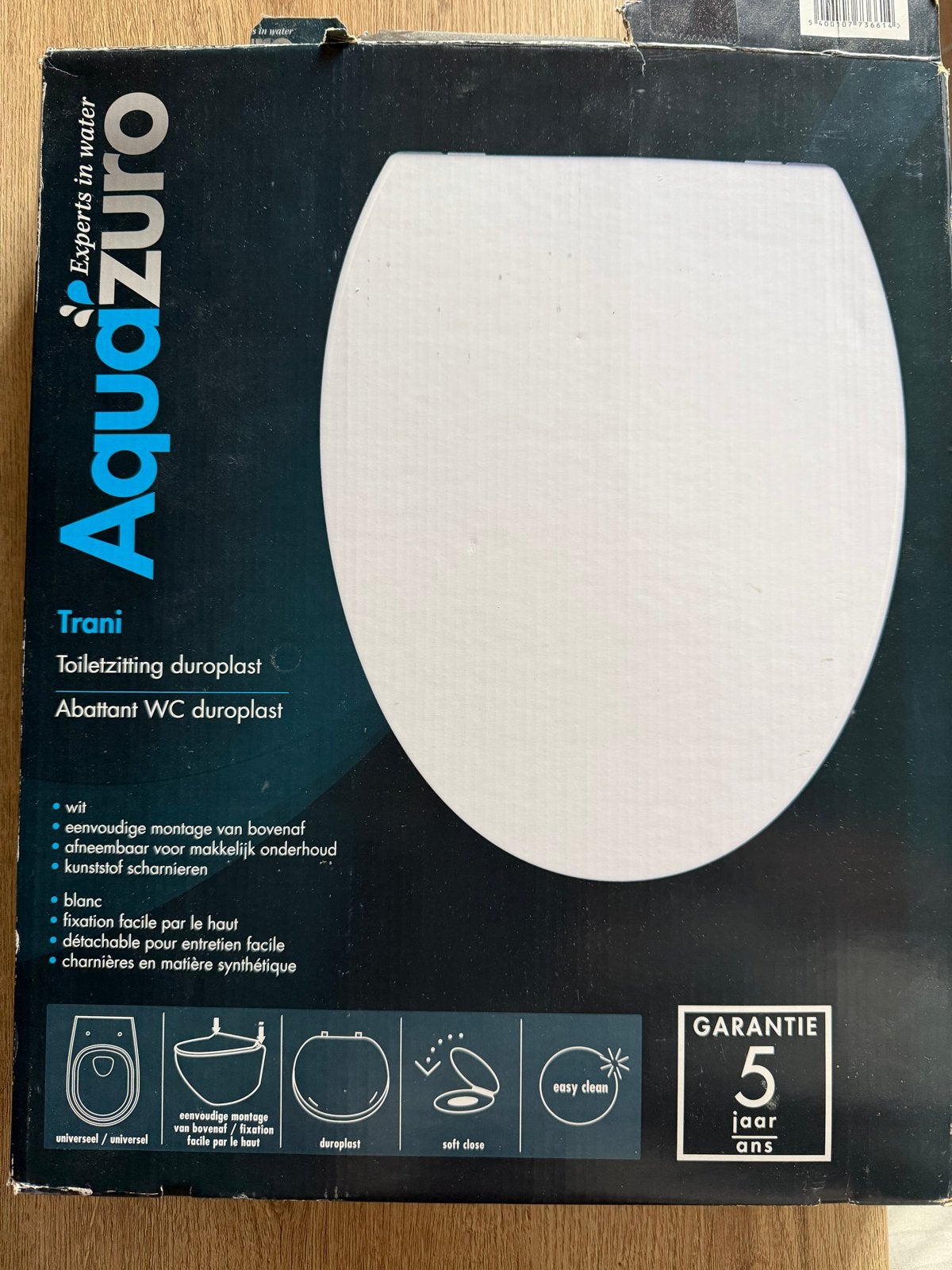 AquaZuro Trani Toiletzitting Duroplast Wit - Nieuw, Ophalen of Verzenden, Nieuw, Toilet