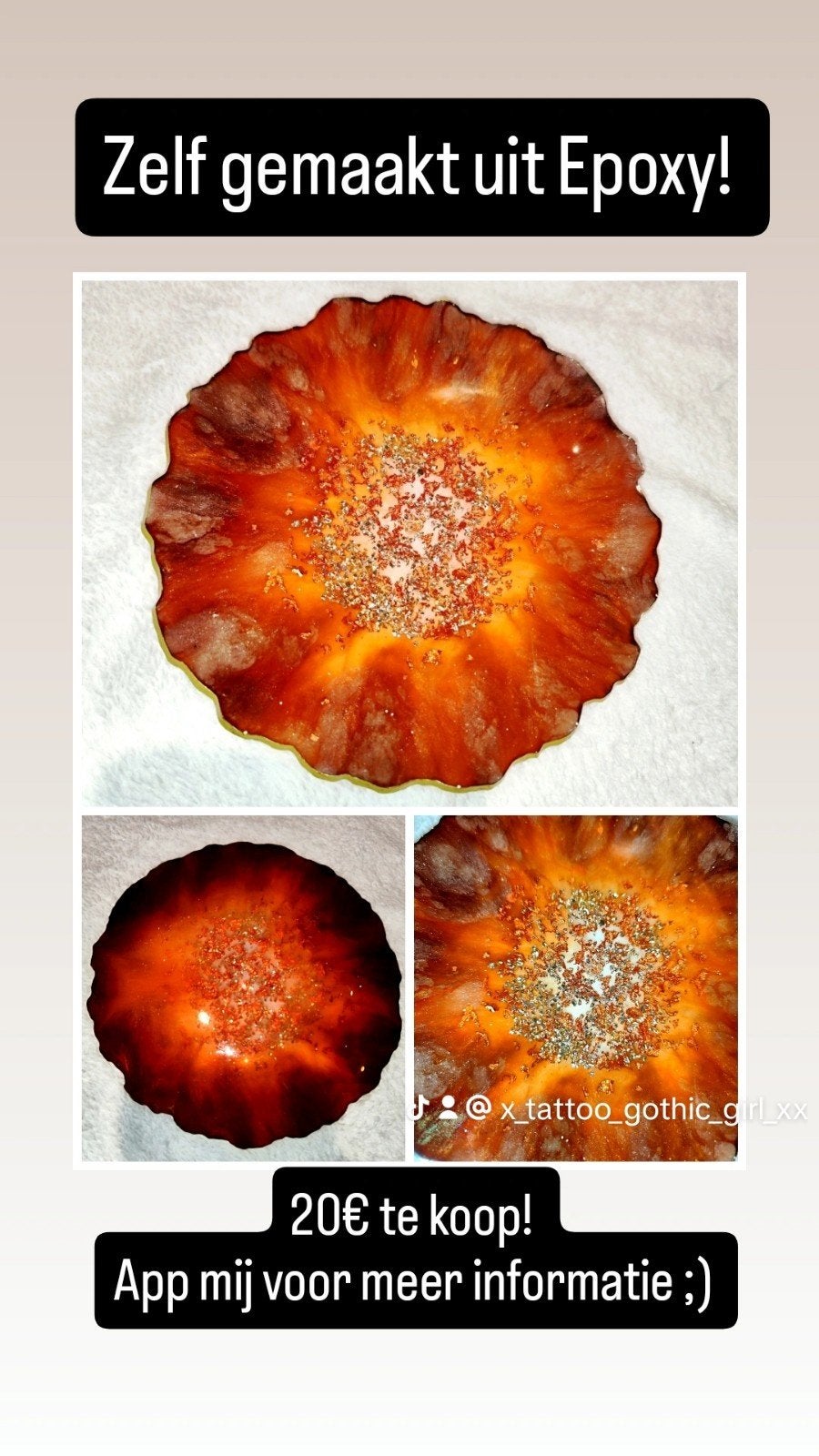 Unieke handgemaakte epoxy onderzetter, Abstract, Handgemaakt, Nieuw, Meerkleurig