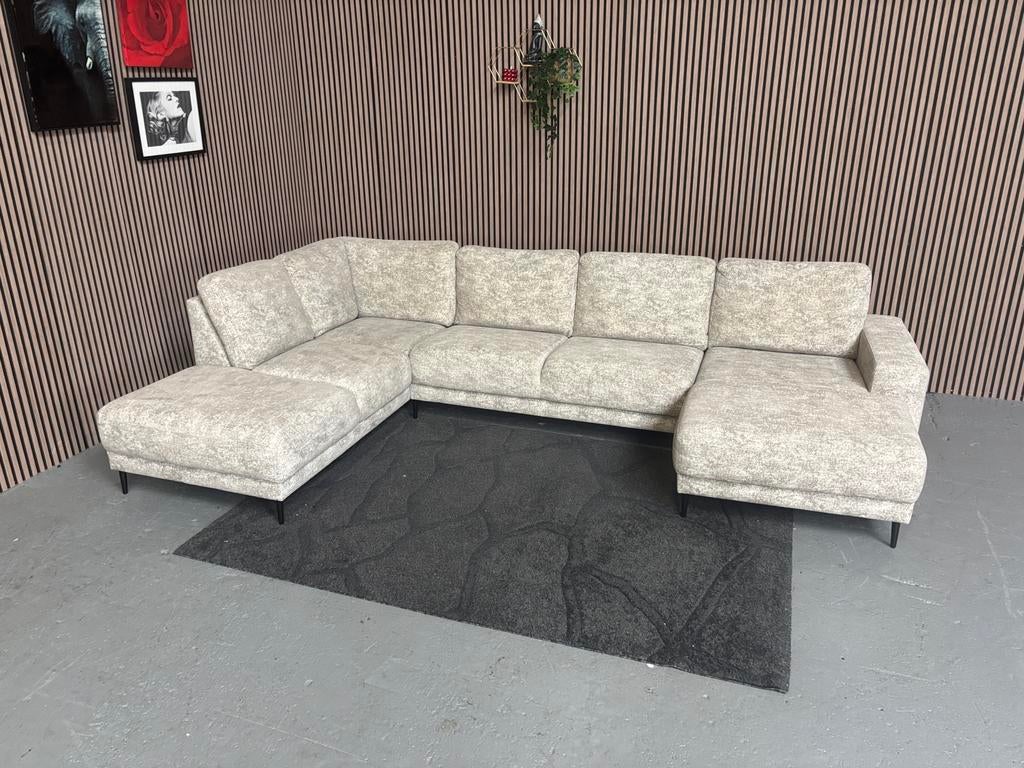 GRATIS LEVERING U-Bank Grijs 340x210x155 GEREINIGD, Huis en Inrichting, Banken | Bankstellen, Hoekbank, 300 cm of meer, Ophalen of Verzenden
