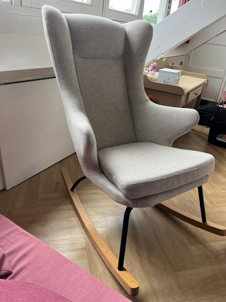 Quax Schommelstoel Beige/Grijs - Comfortabel en Stijlvol, Ophalen, Zo goed als nieuw, 75 tot 100 cm, 50 tot 75 cm
