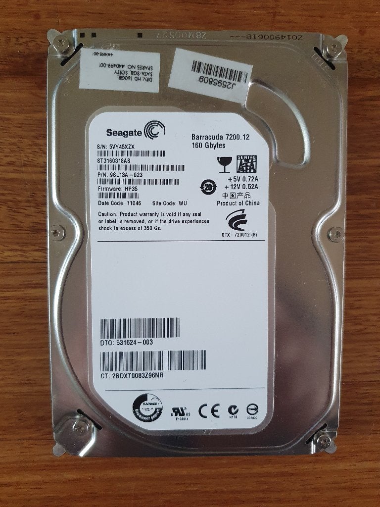 3,5 inch Seagate Barracuda 160 GB harde schijf SATA, 7200rpm, Ophalen, Intern, Zo goed als nieuw, Seagate