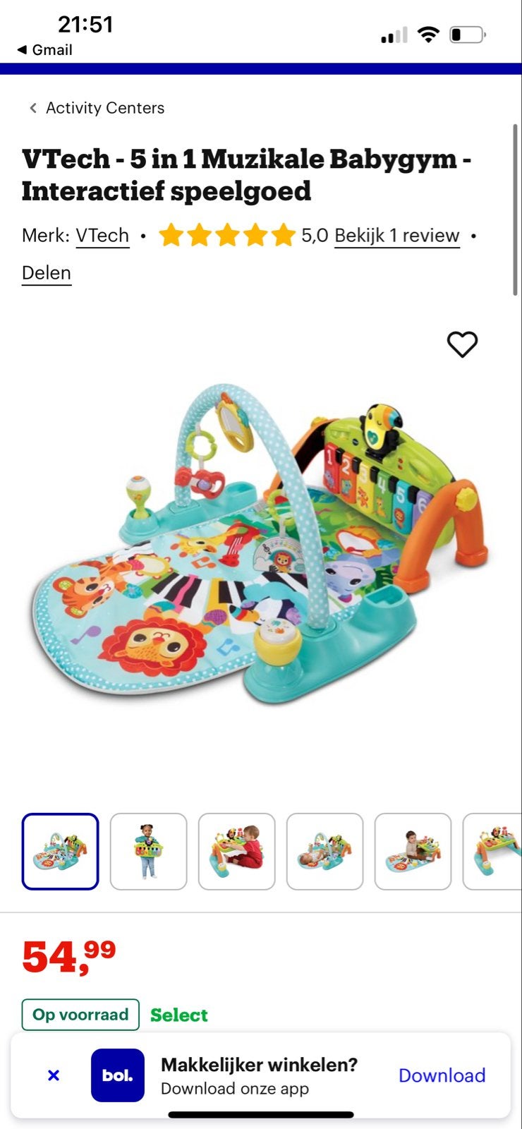 VTech 5-in-1 Muzikale Babygym - Interactief Speelgoed, Ophalen of Verzenden, Nieuw, Babygym, Met licht