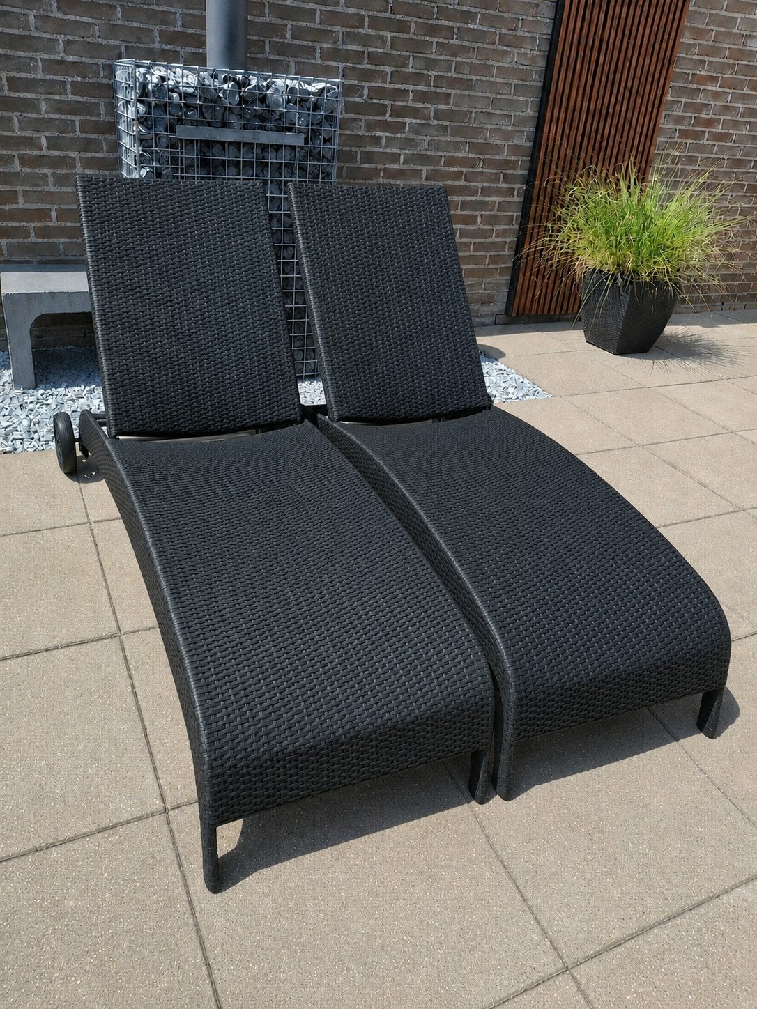 2 Luxe wicker ligbedden / tuinbedden, Tuin en Terras, Ligbedden, Ophalen, Gebruikt, Wicker