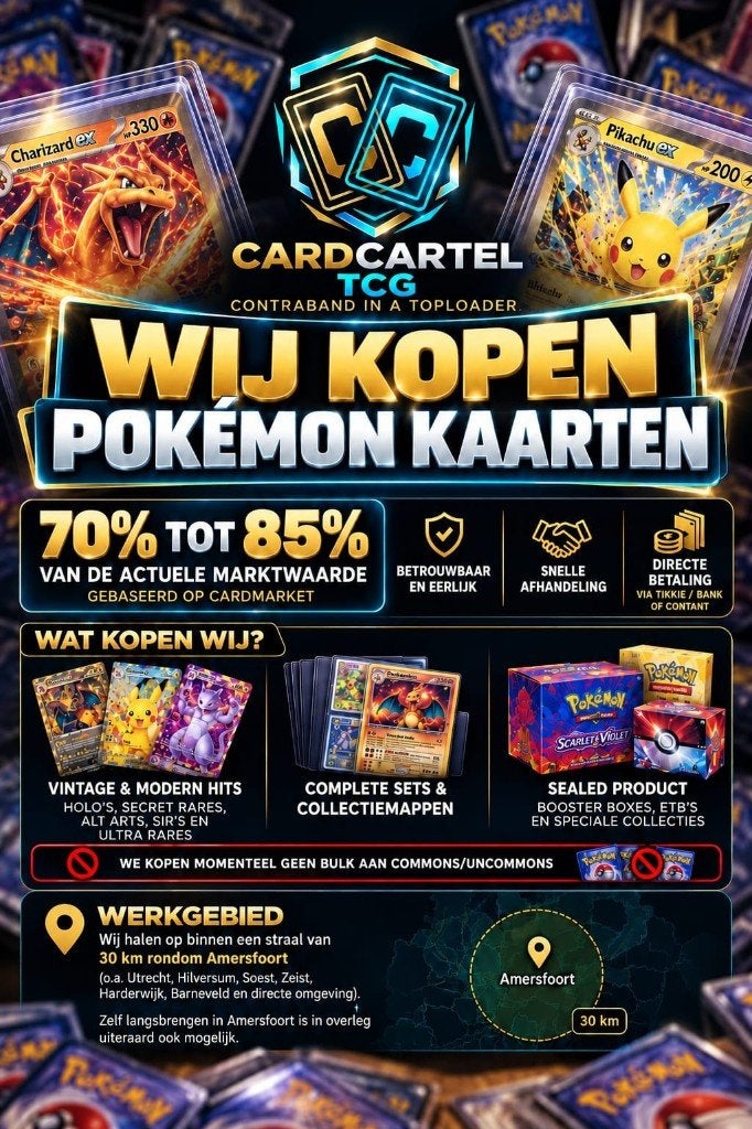 Pokémon Kaarten Verkopen? Wij Halen Op! (70-85% Marktwaarde), Ophalen, Zo goed als nieuw, Meerdere kaarten, Foil