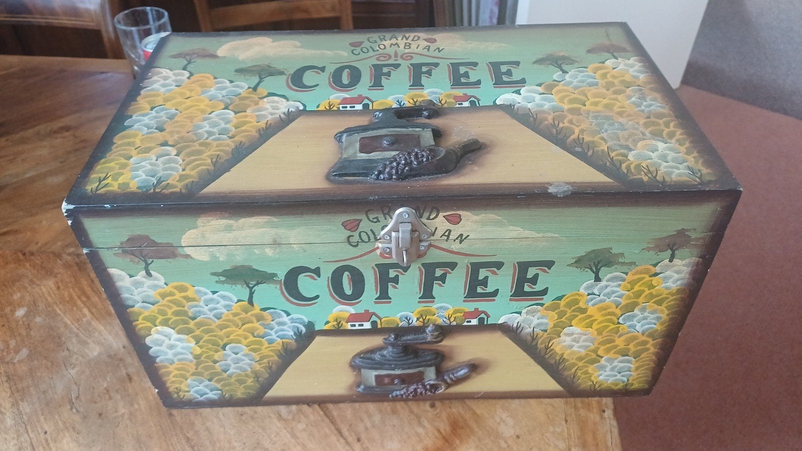 Decoratieve koffiebox 'Grand Colombian Coffee', Ophalen