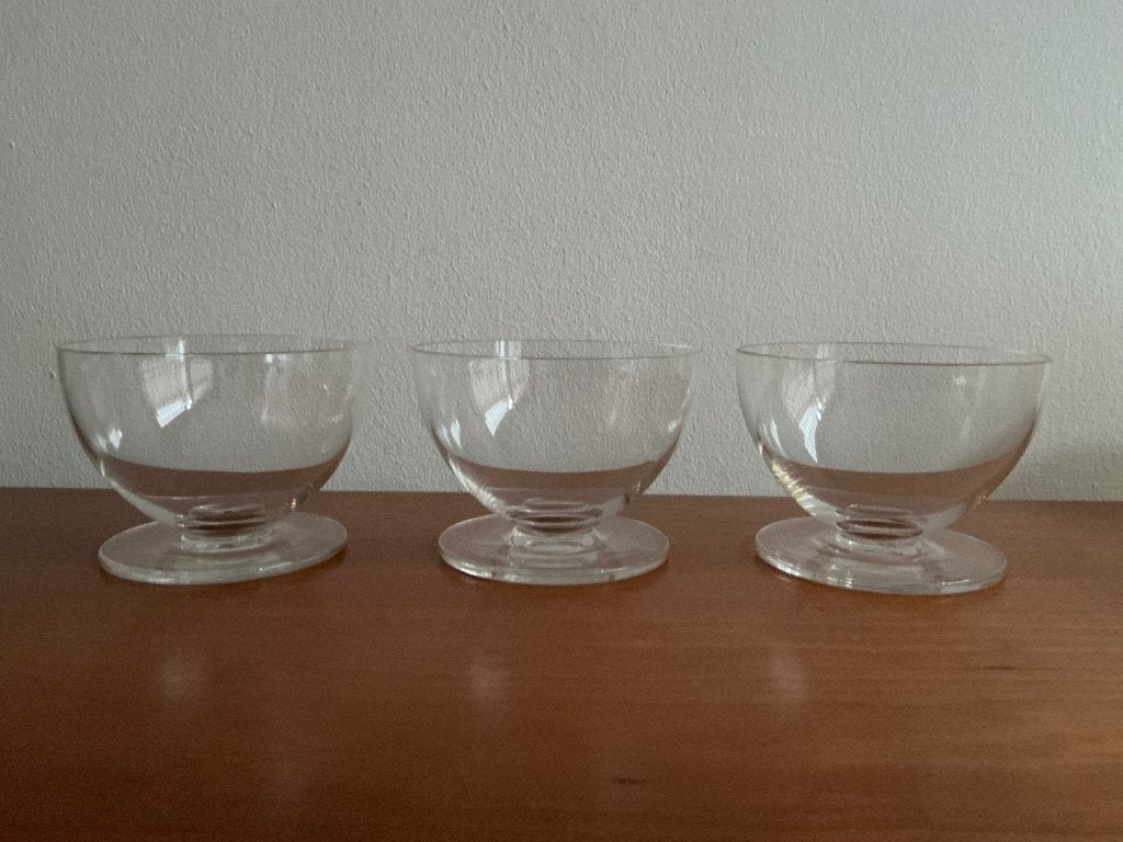 A.D.Copier: 3 schaaltjes model 'Robur' KN1704 Leerdam 1935, Antiek en Kunst, Antiek | Glas en Kristal, Ophalen of Verzenden