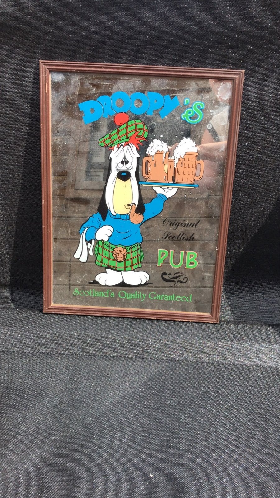 Vintage Droopy's Pub spiegel - Café decoratie, Ophalen, Vintage, Gebruikt, Meerkleurig