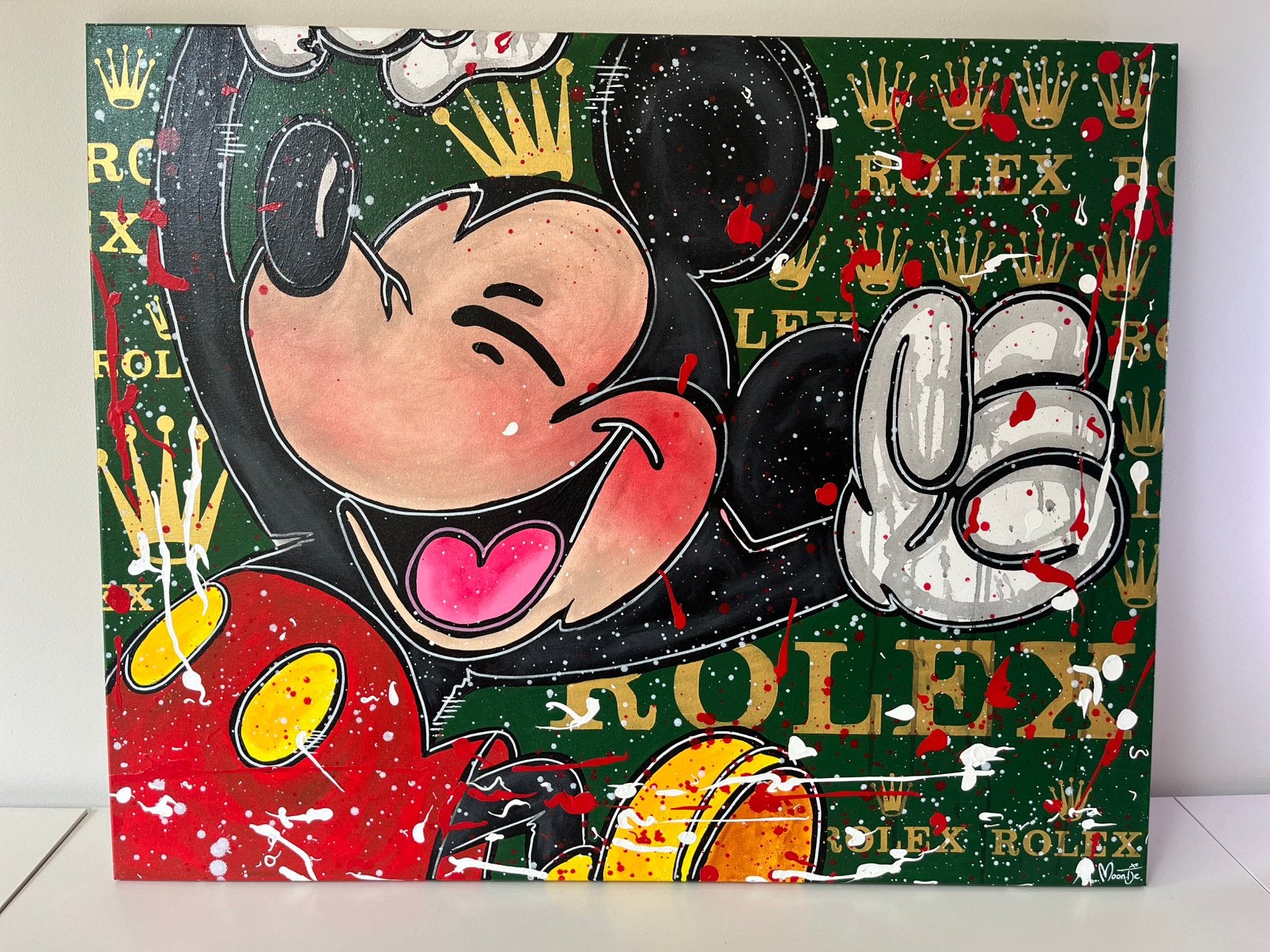 Prachtig schilderij, Antiek en Kunst, Ophalen of Verzenden, Met textuur, Stripfiguren/cartoons