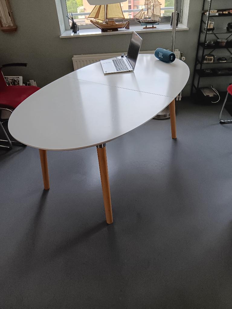Eetkamertafel 170 x 100 cm (kan tot 270 x 100 cm), Ophalen, Kersenhout, 200 cm of meer, 50 tot 100 cm