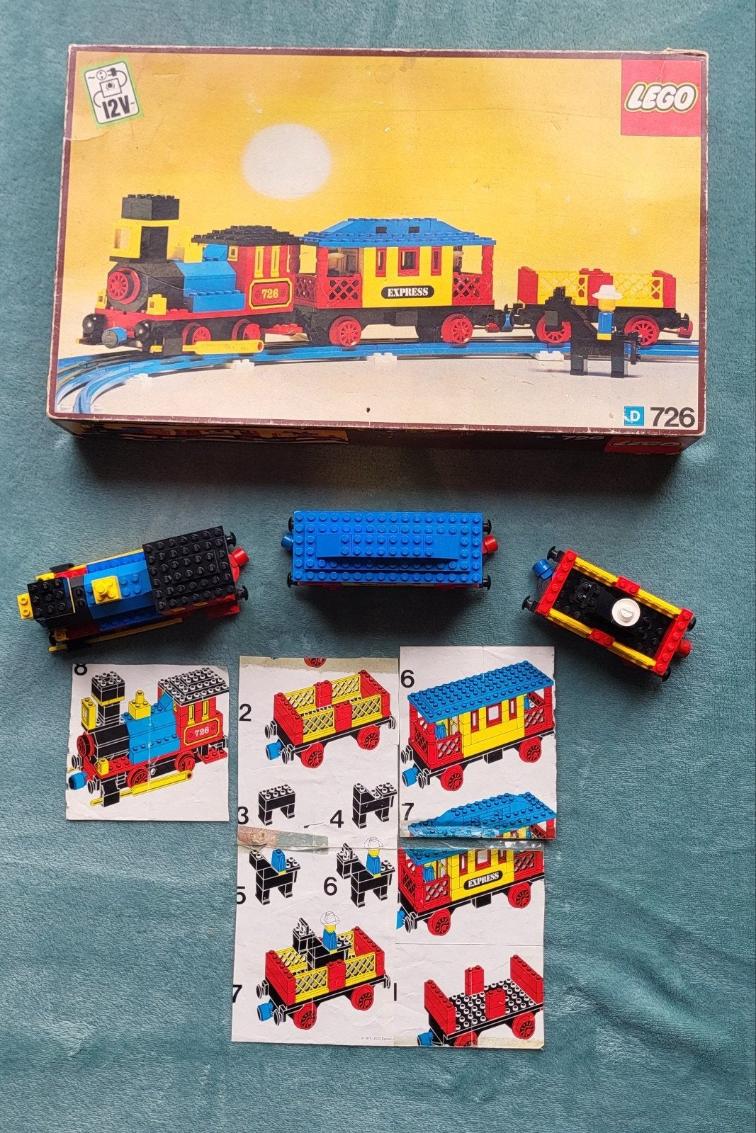 Lego 12 Volt rails Western trein (set 726) doos + boekje., Compleet, Gebruikt, Lego, Ophalen of Verzenden