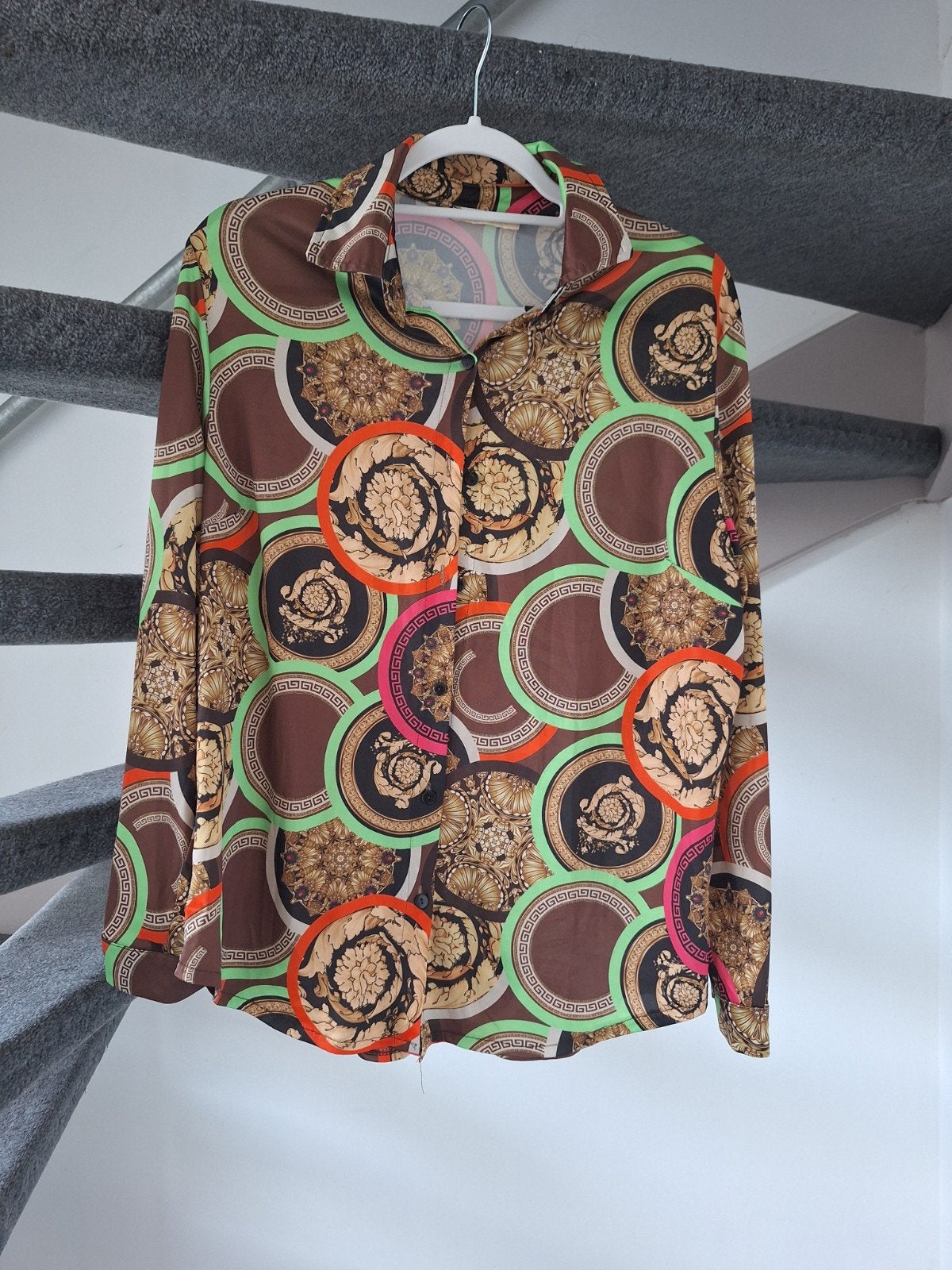 Triple Nine blouse met barokprint - Maat M, Maat 38/40 (M), Triple Nine, Bruin, Ophalen of Verzenden