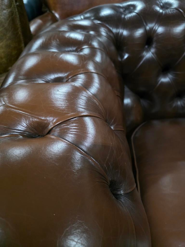 Chesterfield Springvale 2 zit bank bruin leer + BEZORGING, Ophalen of Verzenden
