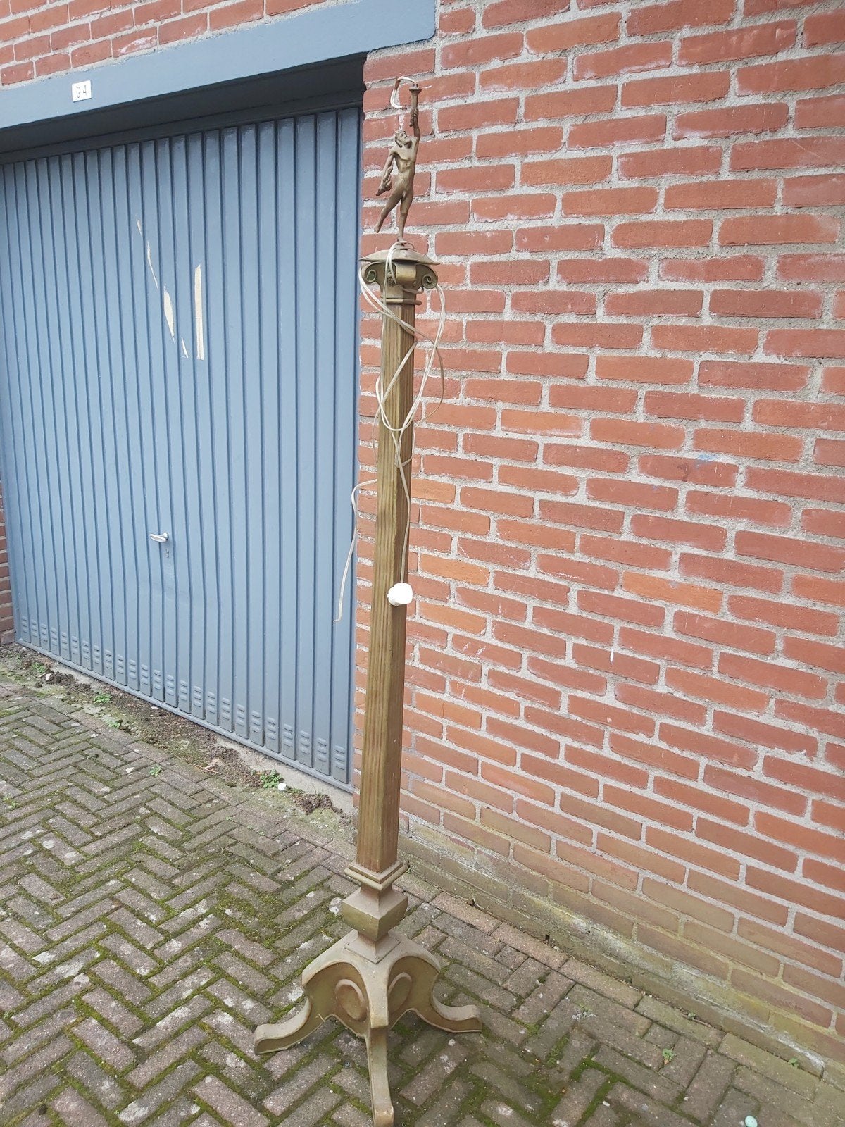 Antiek frankrijk zinken art nouveau jugendstil vloerlamp, Ophalen of Verzenden