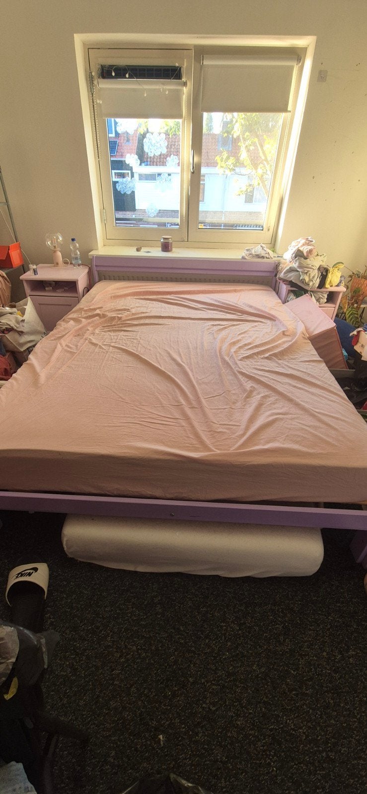 IKEA Neiden bed lila (evt incl matras), Huis en Inrichting, Ophalen, Gebruikt, Overige kleuren, Tweepersoons