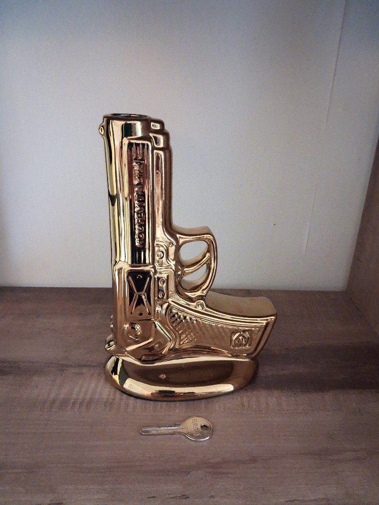 gouden pistool vaas – 22 cm – keramiek, Ophalen of Verzenden, Goud