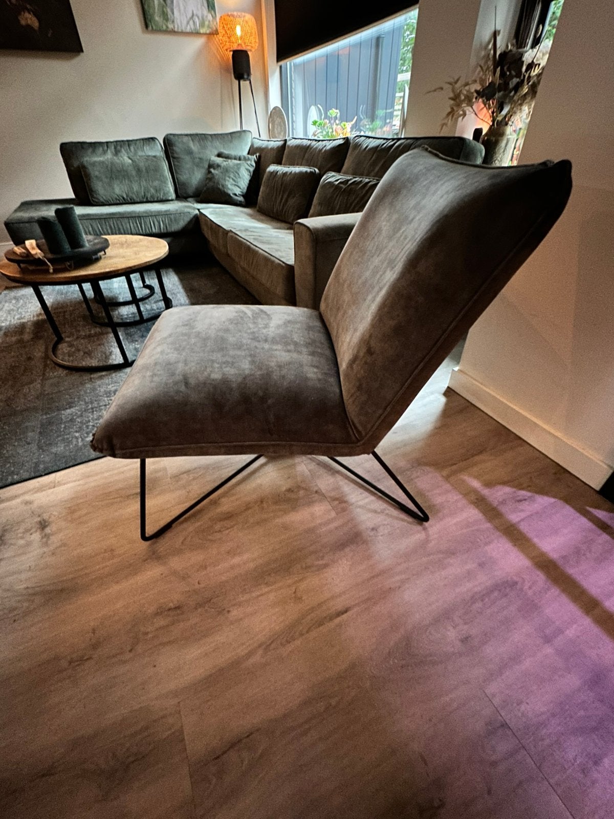 Mooie groene fauteuil, Ophalen, Zo goed als nieuw, Stof