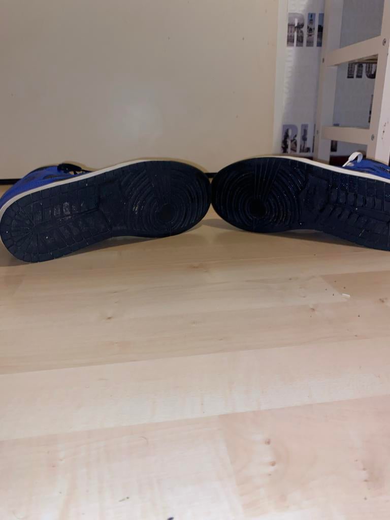 Nike Air Jordan 1 Mid Royal Blue Zwart Maat 45, Ophalen, Gedragen, Blauw, Sneakers of Gympen