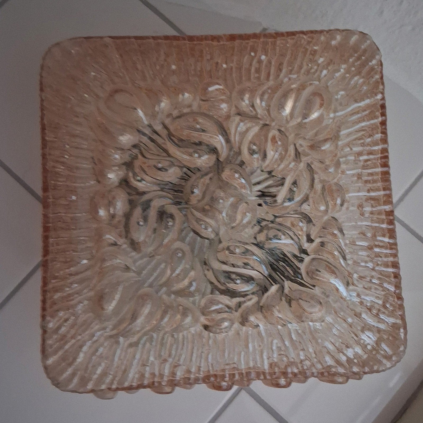Vintage/Glazen /Lamp/Amber/Plafonniere, Ophalen of Verzenden