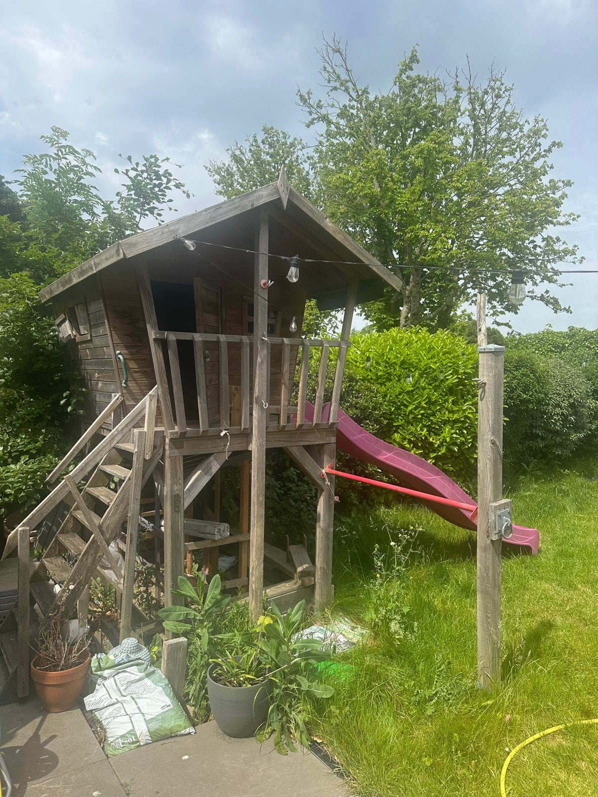 Houten Speelhuisje met Glijbaan voor Kinderen, Ophalen, Gebruikt, Hout