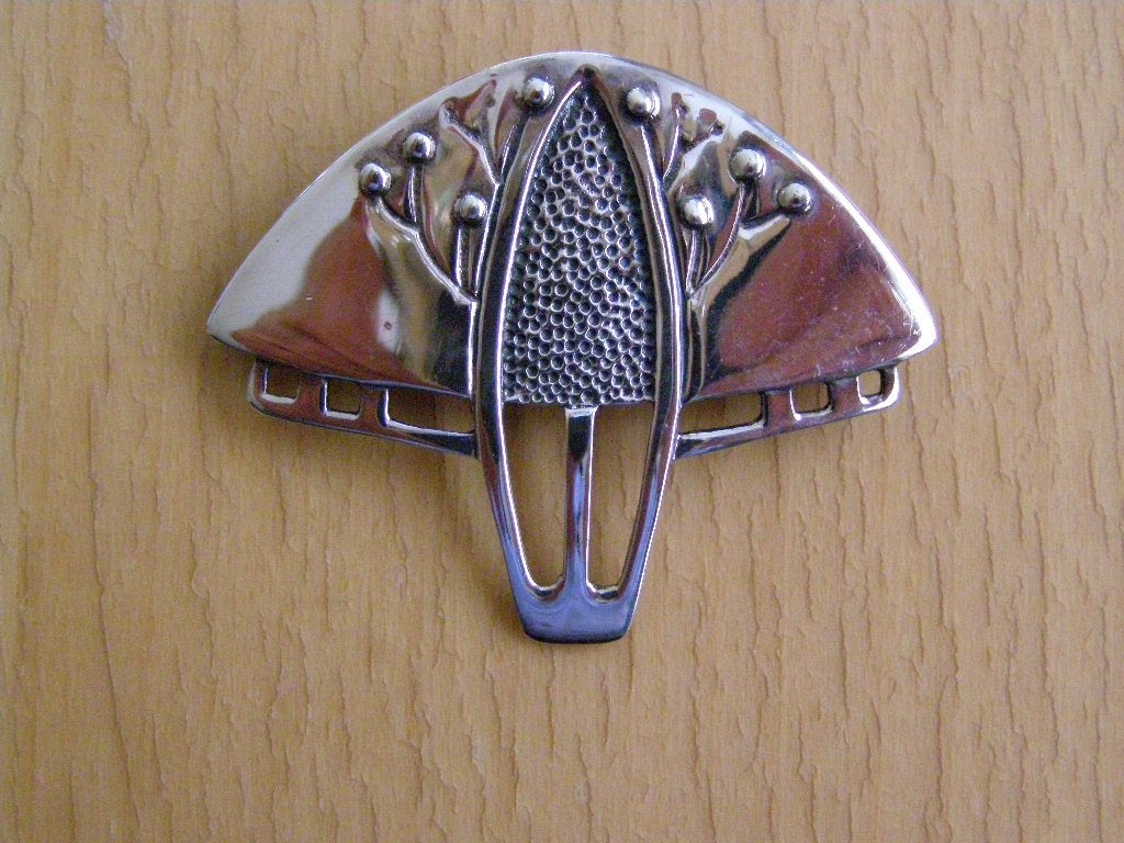 925 Zilveren Art Nouveau Broche/Hanger - J.M. Olbrich, 4 tot 7 cm, Ophalen of Verzenden, Zo goed als nieuw, Zilver