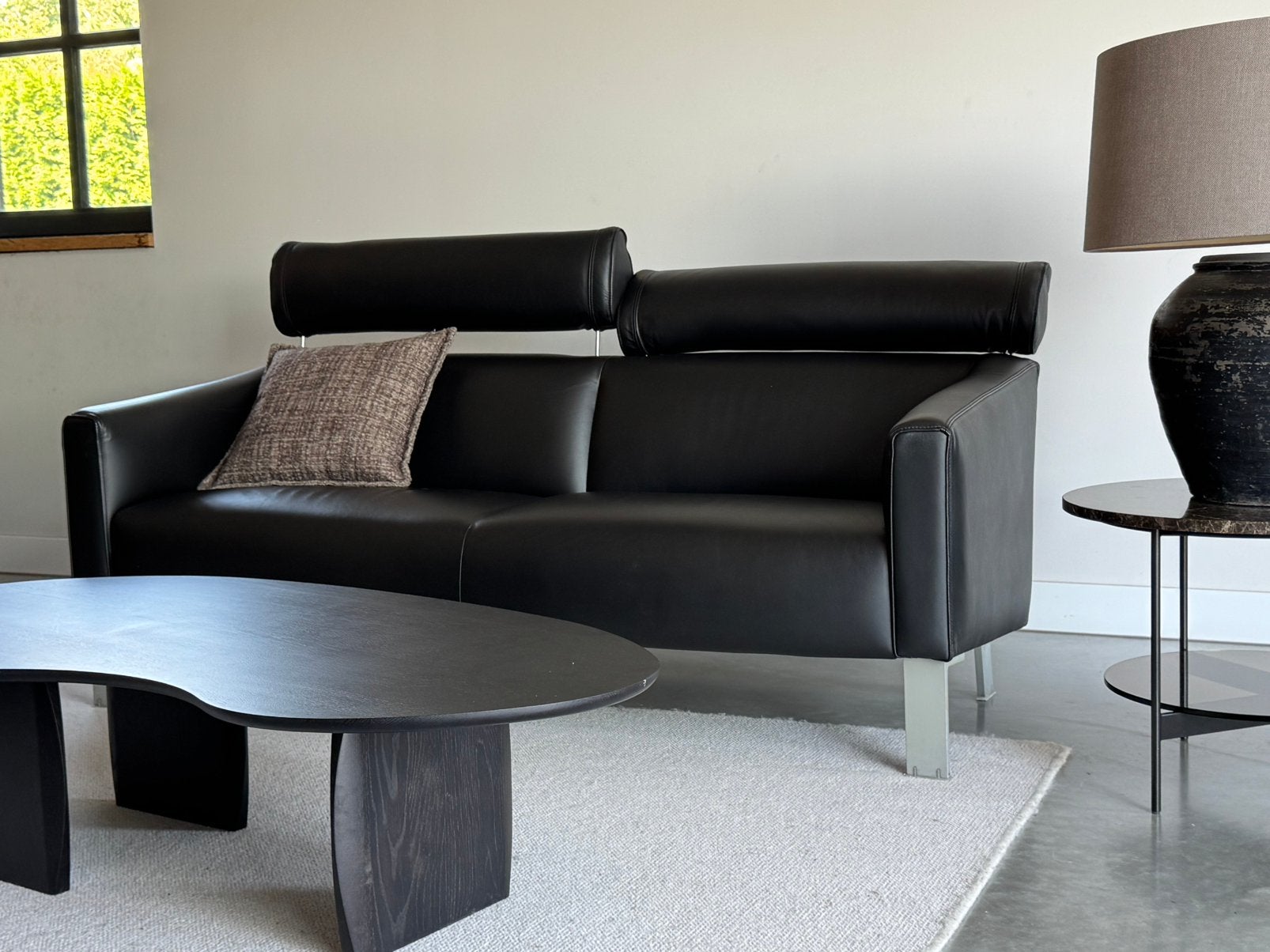Leolux Patachou 2,5-zits designbank –Zwart leer - Als nieuw!, Huis en Inrichting, Banken | Bankstellen, Leolux, Leolux, 150 tot 200 cm